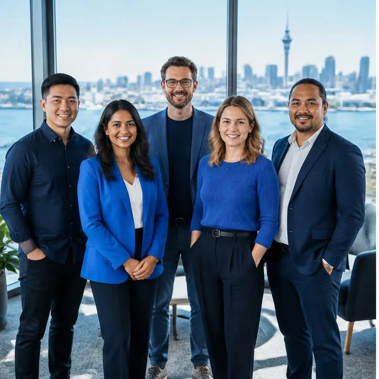 frontier intelligence specialists working together in a bright corporate environment