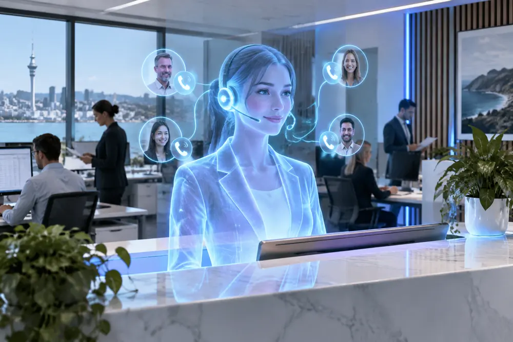 SAM digital receptionist answering calls for a New Zealand accountants business