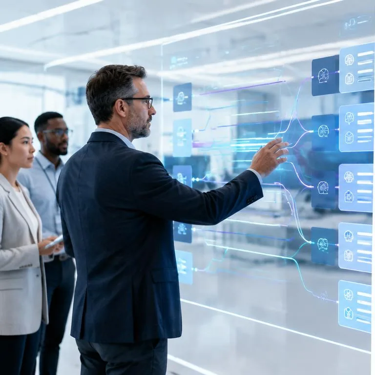 Agent Orchestration specialists working together in a bright corporate environment