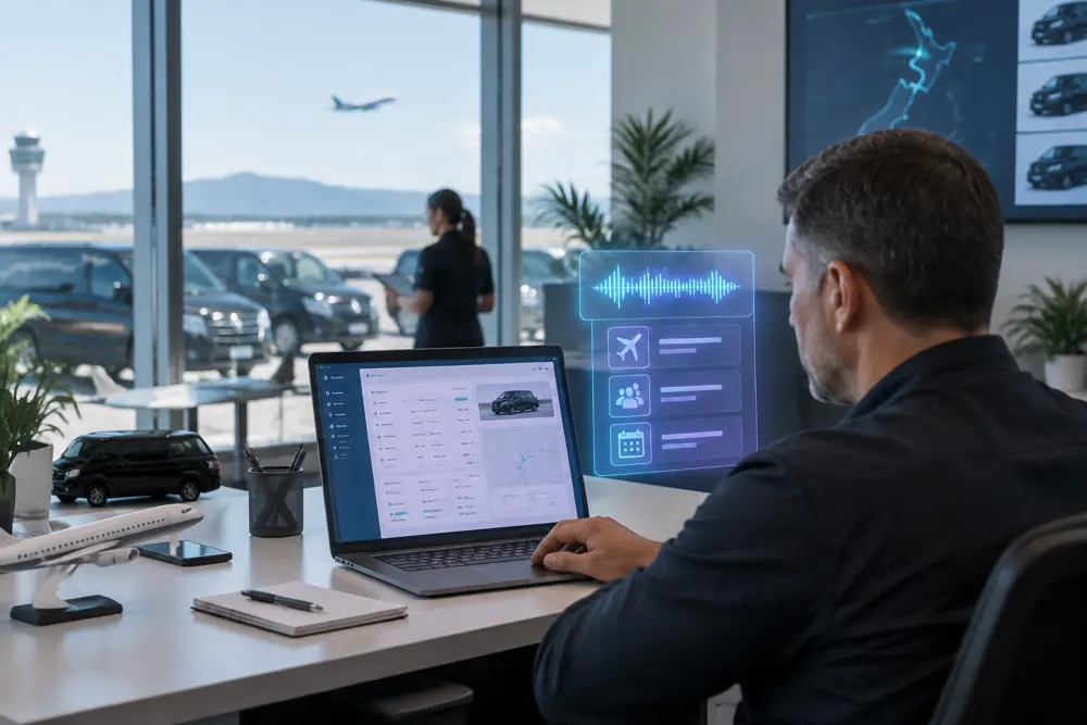 Business owner reviewing Voice AI conversation outcomes