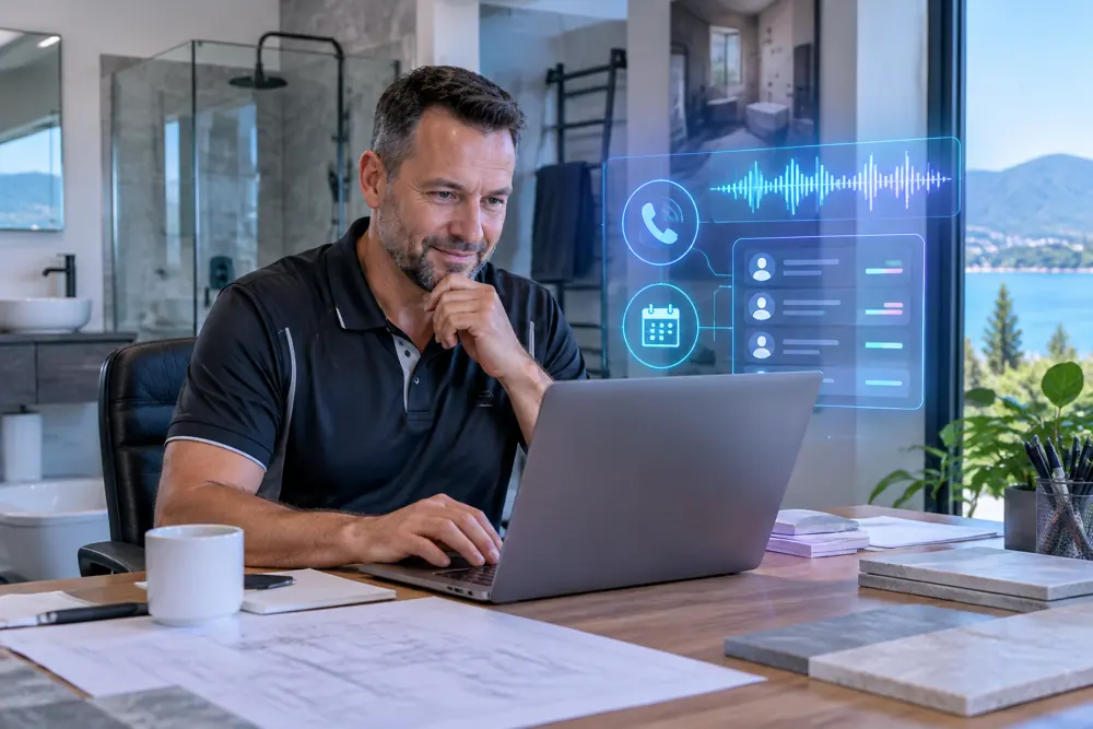 Business owner reviewing Voice AI conversation outcomes