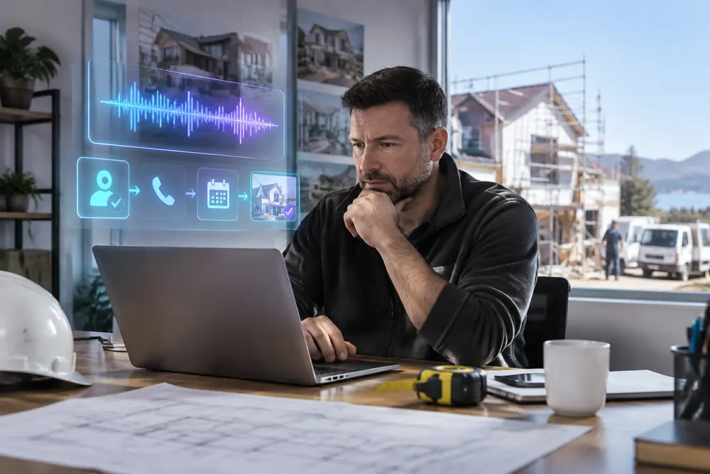 Business owner reviewing Voice AI conversation outcomes