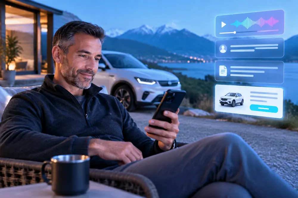 Car rental companies owner reviewing SAM call summaries and pre-booked jobs on a phone