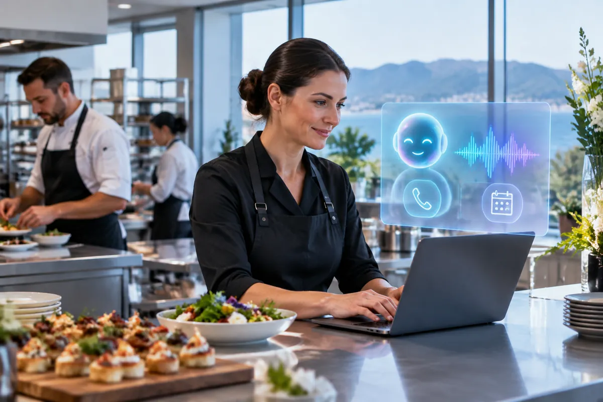Caterers team at work while AIIT Voice AI answers customer calls