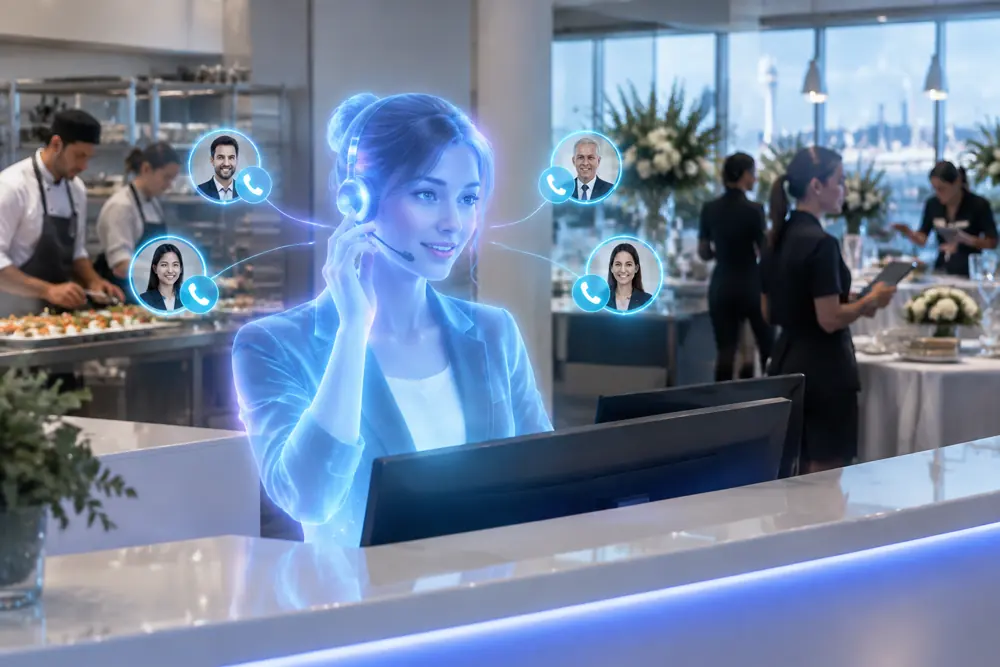 SAM digital receptionist answering calls for a New Zealand caterers business