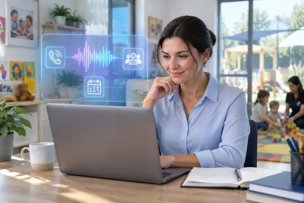 Business owner reviewing Voice AI conversation outcomes