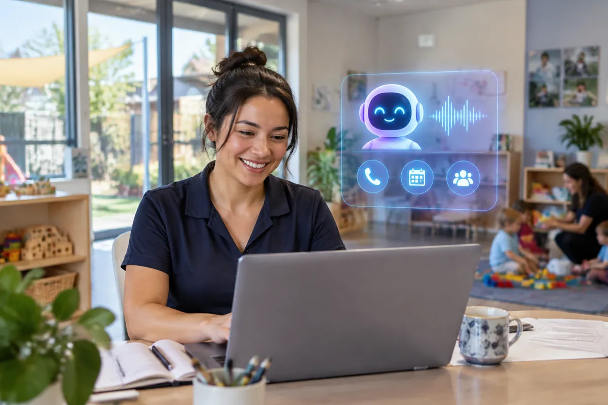 Childcare centres team at work while AIIT Voice AI answers customer calls