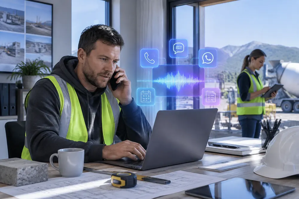 Concrete contractors workflow coordinated across channels
