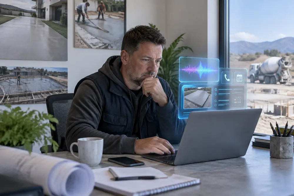 Business owner reviewing Voice AI conversation outcomes