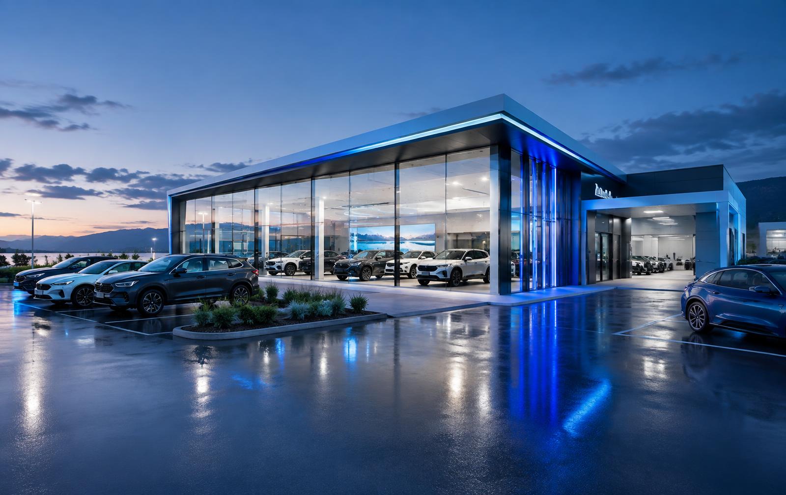 Modern New Zealand vehicle dealership using AI merchandising