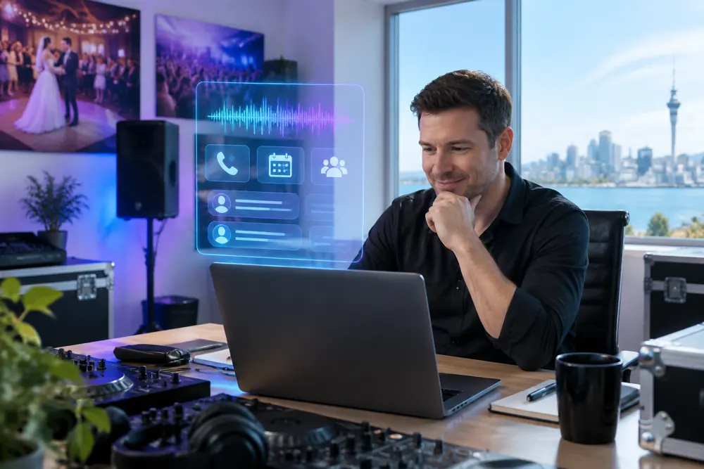 Business owner reviewing Voice AI conversation outcomes