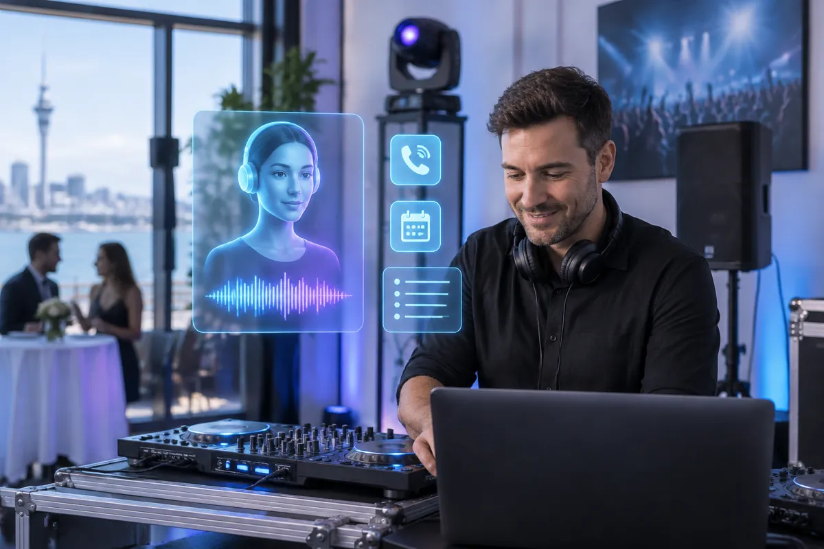 DJs / entertainment businesses team at work while AIIT Voice AI answers customer calls