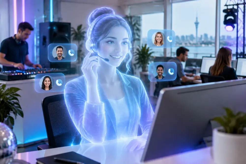 SAM digital receptionist answering calls for a New Zealand djs / entertainment businesses business