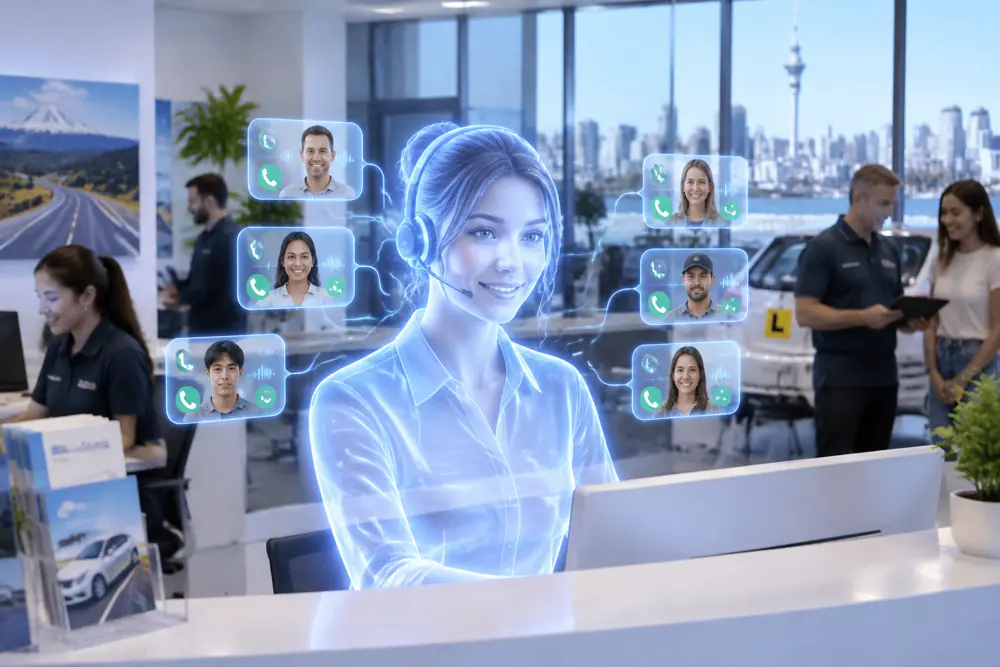 SAM digital receptionist answering calls for a New Zealand driving schools business