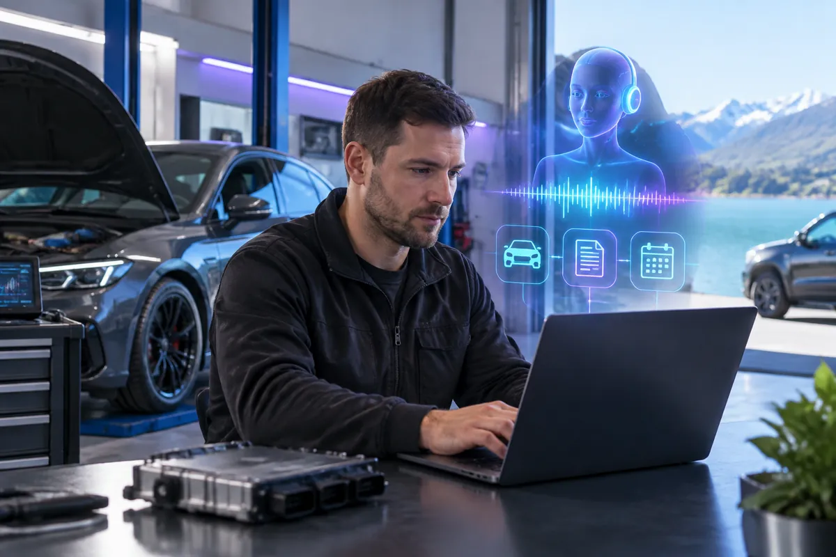 ECU tuning/remapping team at work while AIIT Voice AI answers customer calls