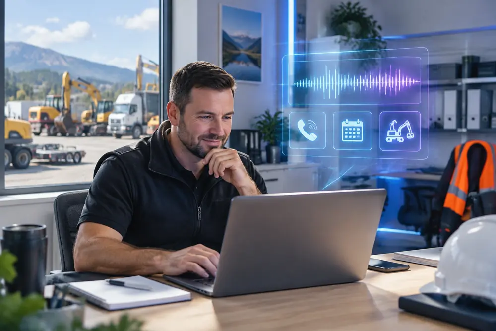 Business owner reviewing Voice AI conversation outcomes