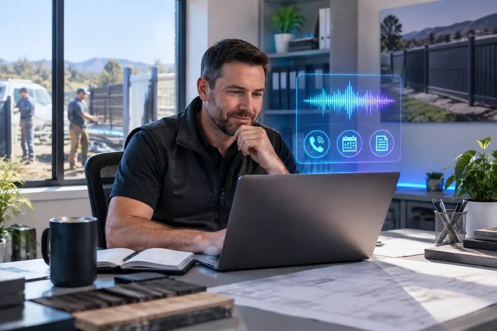 Business owner reviewing Voice AI conversation outcomes