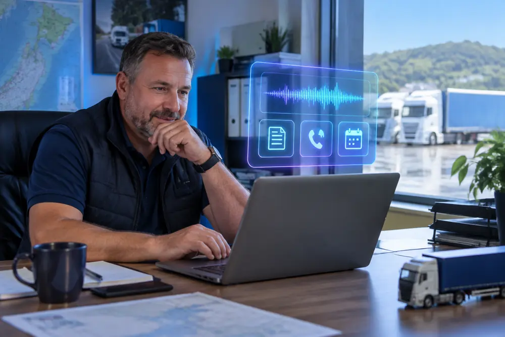Business owner reviewing Voice AI conversation outcomes
