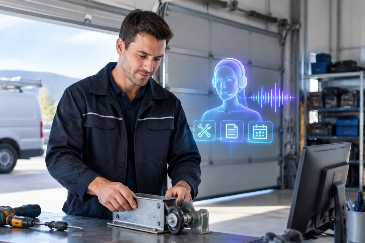 Garage-door companies team at work while AIIT Voice AI answers customer calls