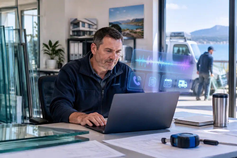 Business owner reviewing Voice AI conversation outcomes