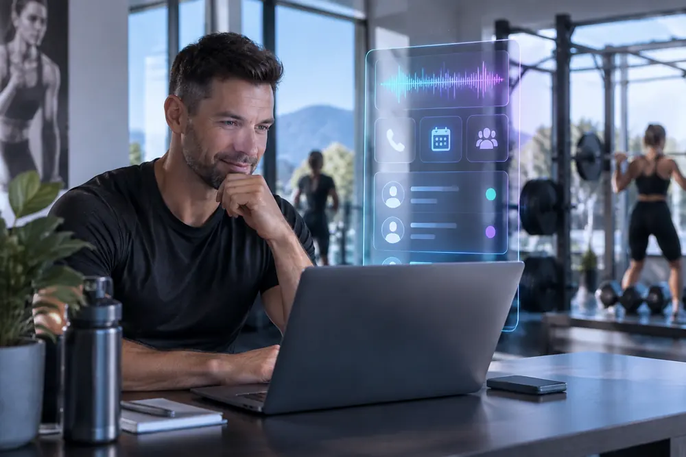 Business owner reviewing Voice AI conversation outcomes