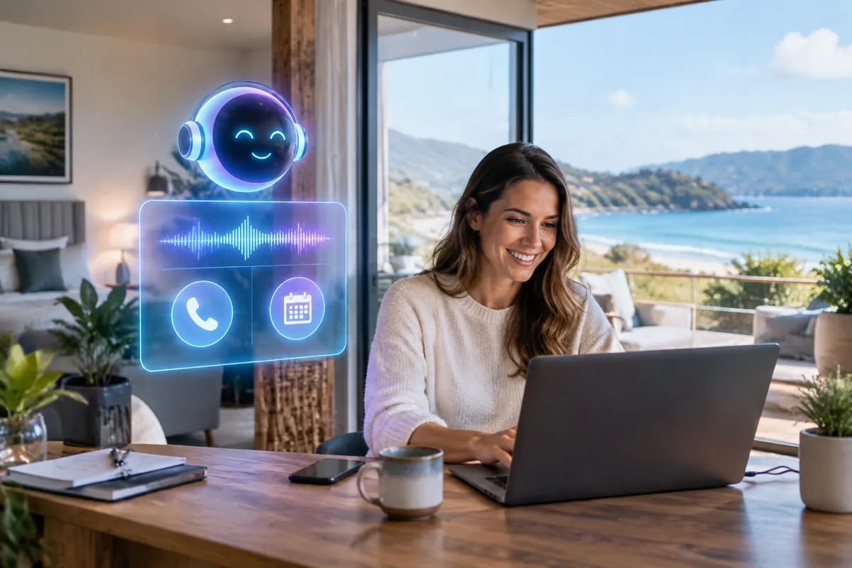Holiday rentals team at work while AIIT Voice AI answers customer calls