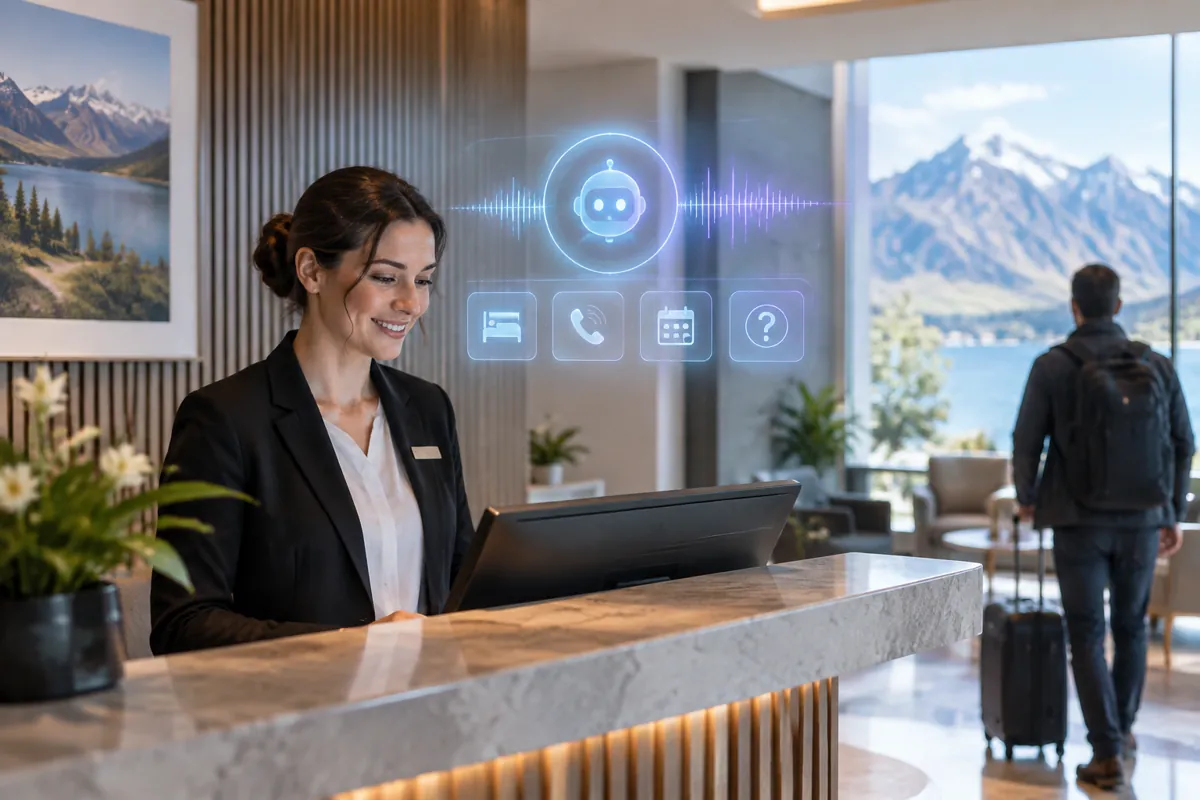 Hotels / motels team at work while AIIT Voice AI answers customer calls