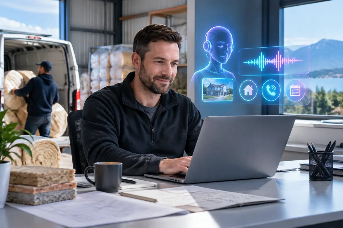 Insulation companies team at work while AIIT Voice AI answers customer calls