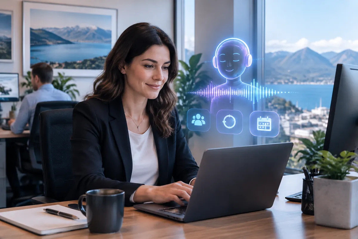Insurance brokers team at work while AIIT Voice AI answers customer calls
