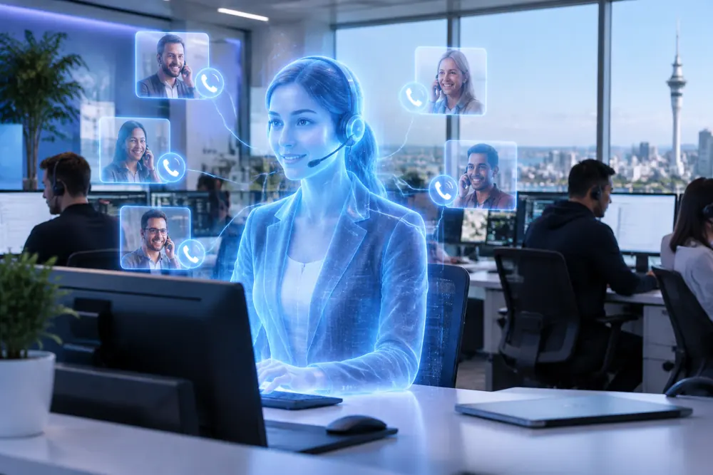 SAM digital receptionist answering calls for a New Zealand it support/msps business