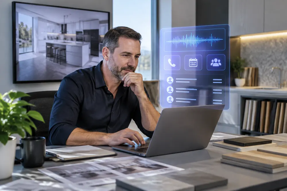 Business owner reviewing Voice AI conversation outcomes