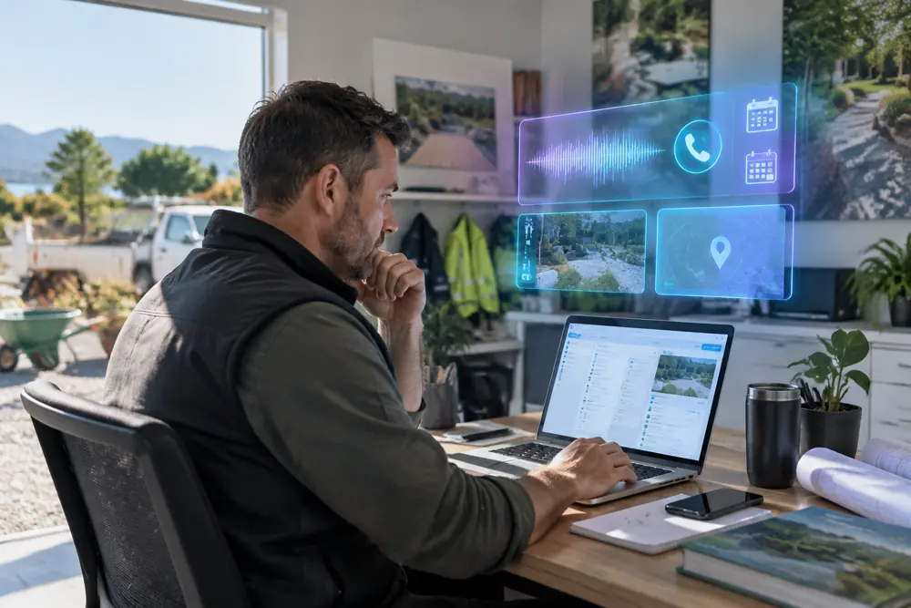 Business owner reviewing Voice AI conversation outcomes
