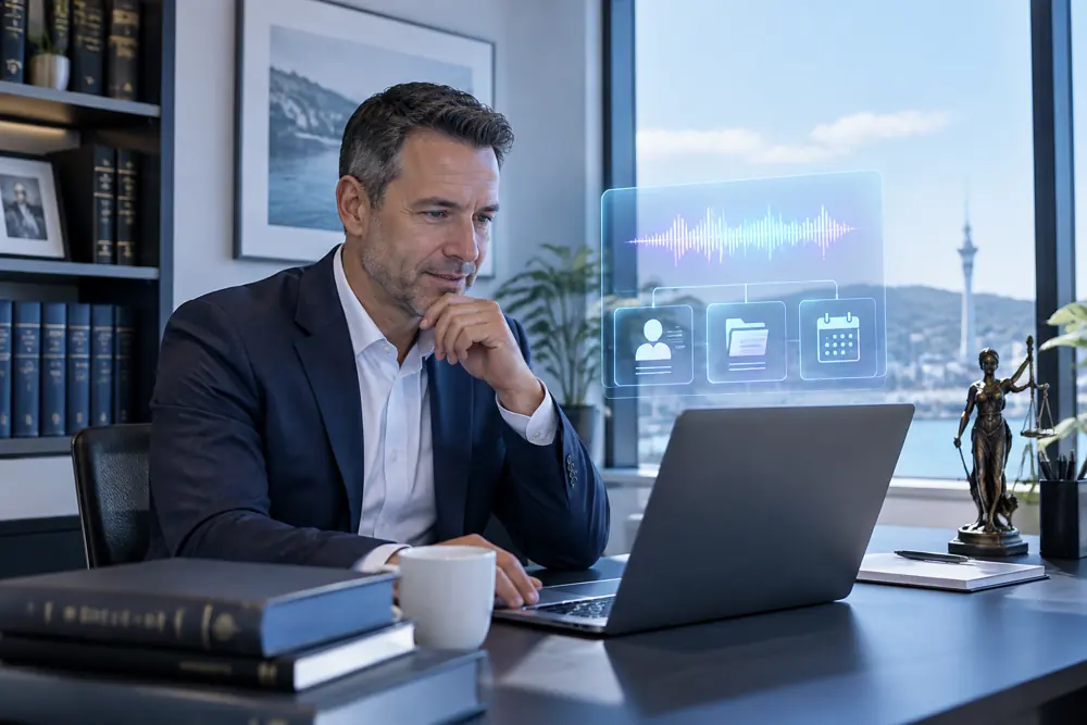Business owner reviewing Voice AI conversation outcomes
