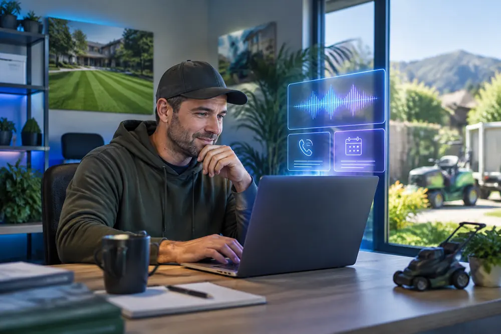 Business owner reviewing Voice AI conversation outcomes