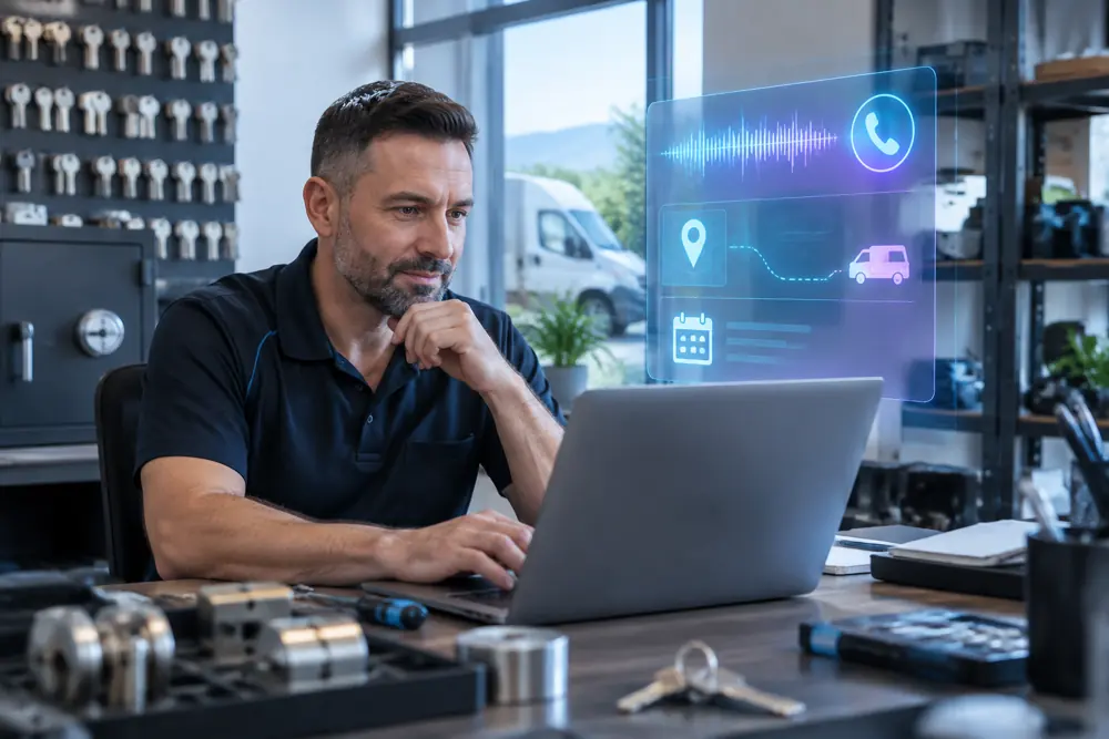 Business owner reviewing Voice AI conversation outcomes