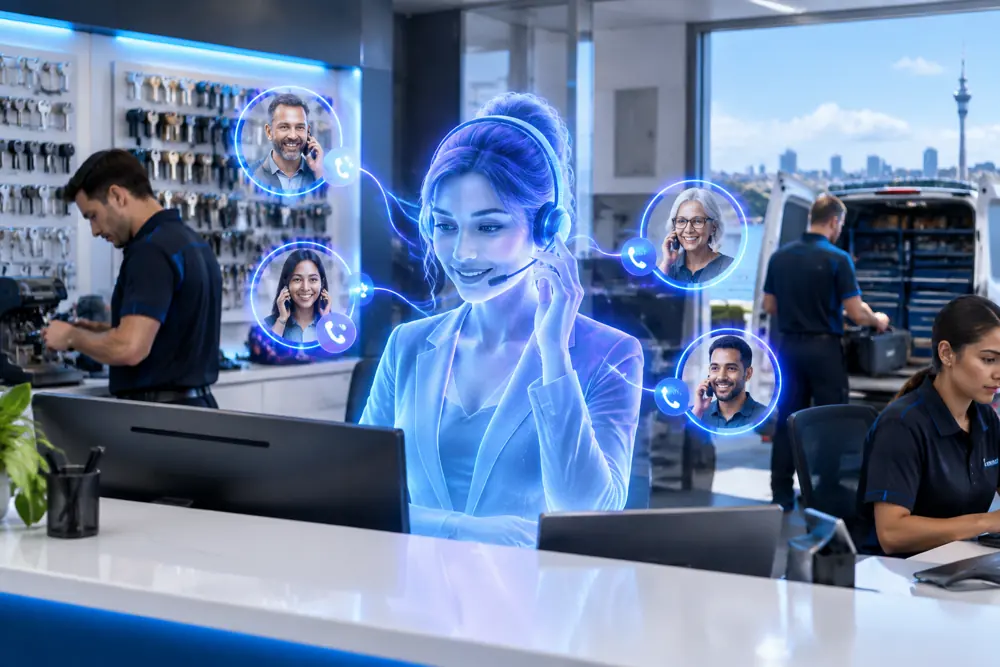 SAM digital receptionist answering calls for a New Zealand locksmiths business