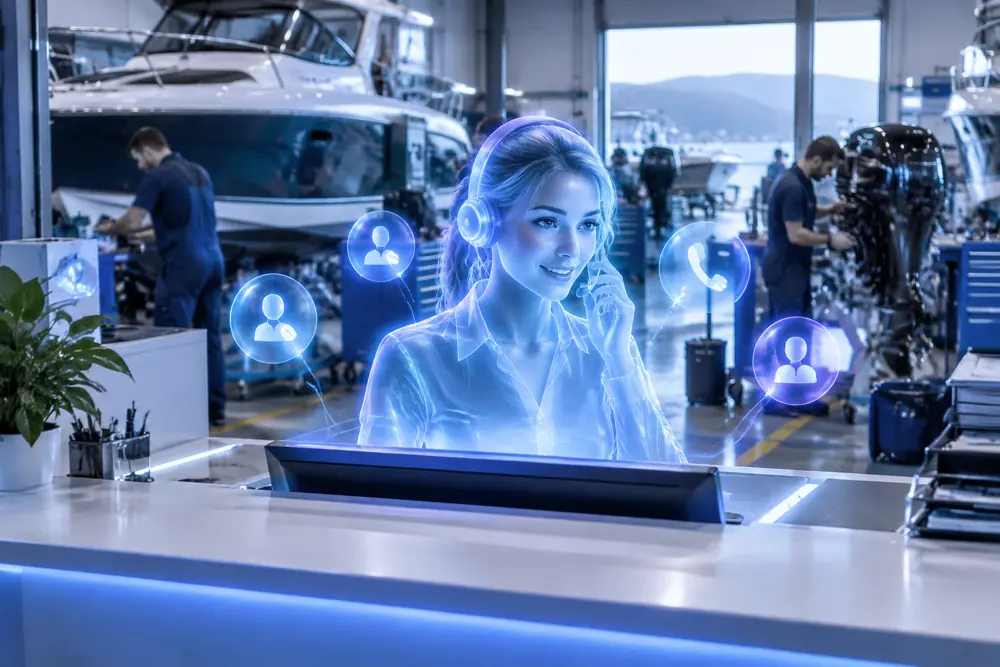 SAM digital receptionist answering calls for a New Zealand marine mechanics business