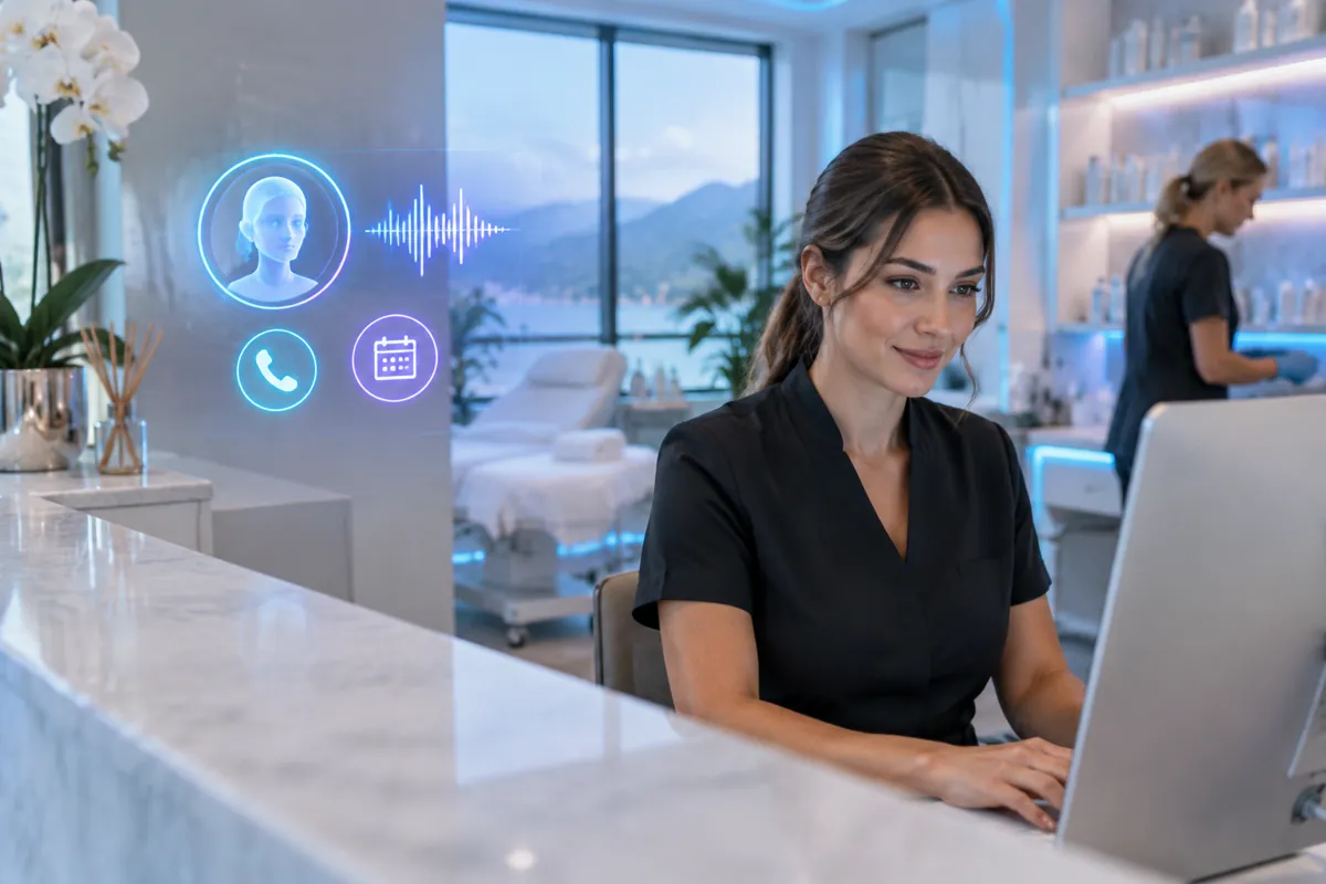Med spas / cosmetic clinics team at work while AIIT Voice AI answers customer calls