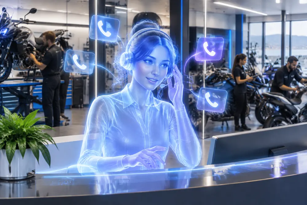 SAM digital receptionist answering calls for a New Zealand motorcycle dealers business