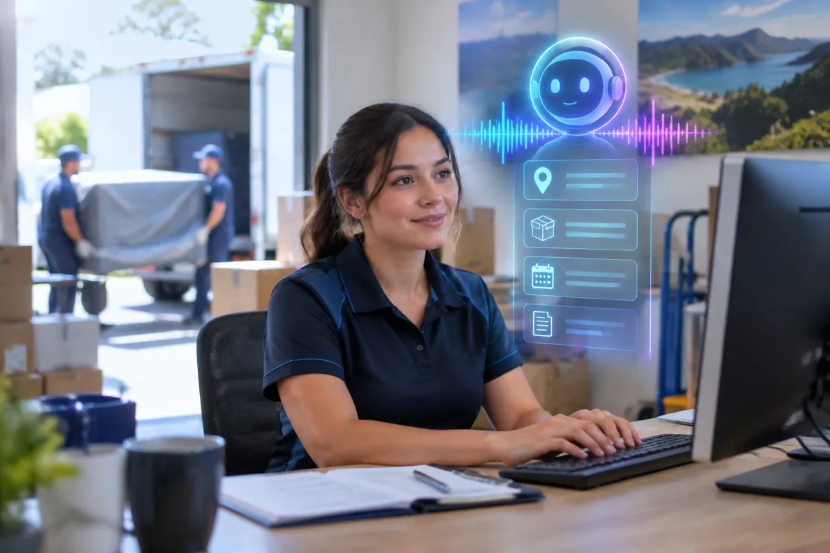 Moving companies team at work while AIIT Voice AI answers customer calls