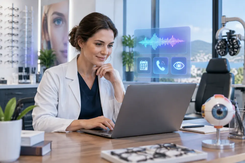 Business owner reviewing Voice AI conversation outcomes