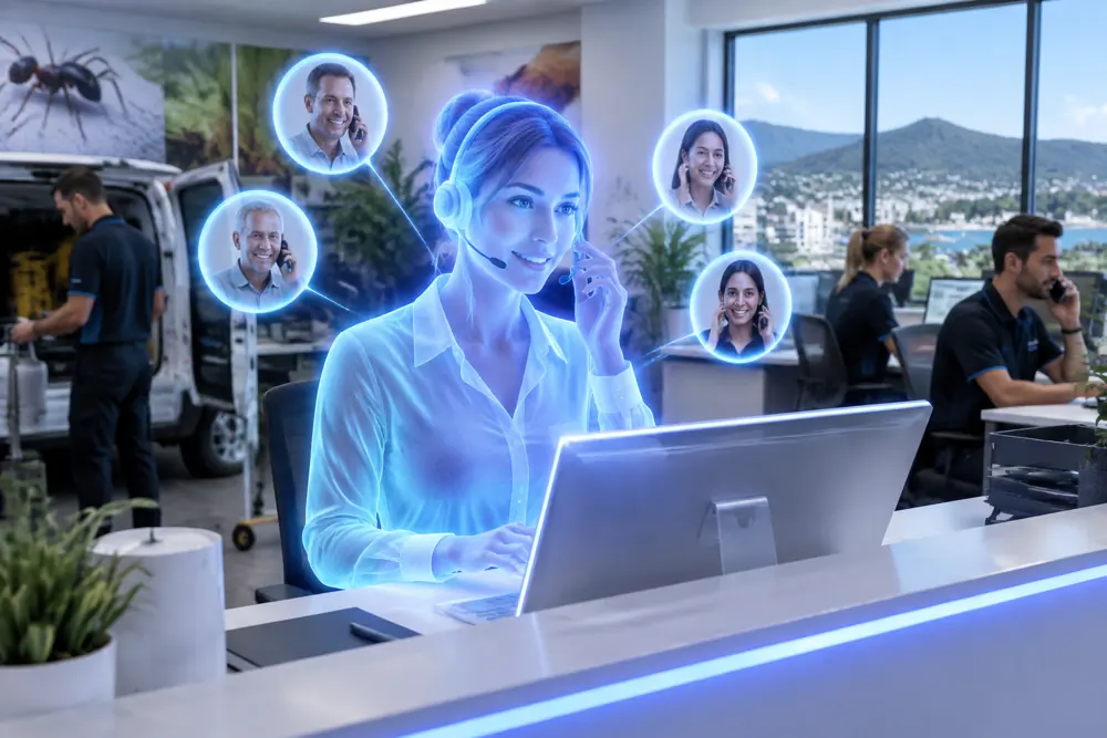 SAM digital receptionist answering calls for a New Zealand pest control business