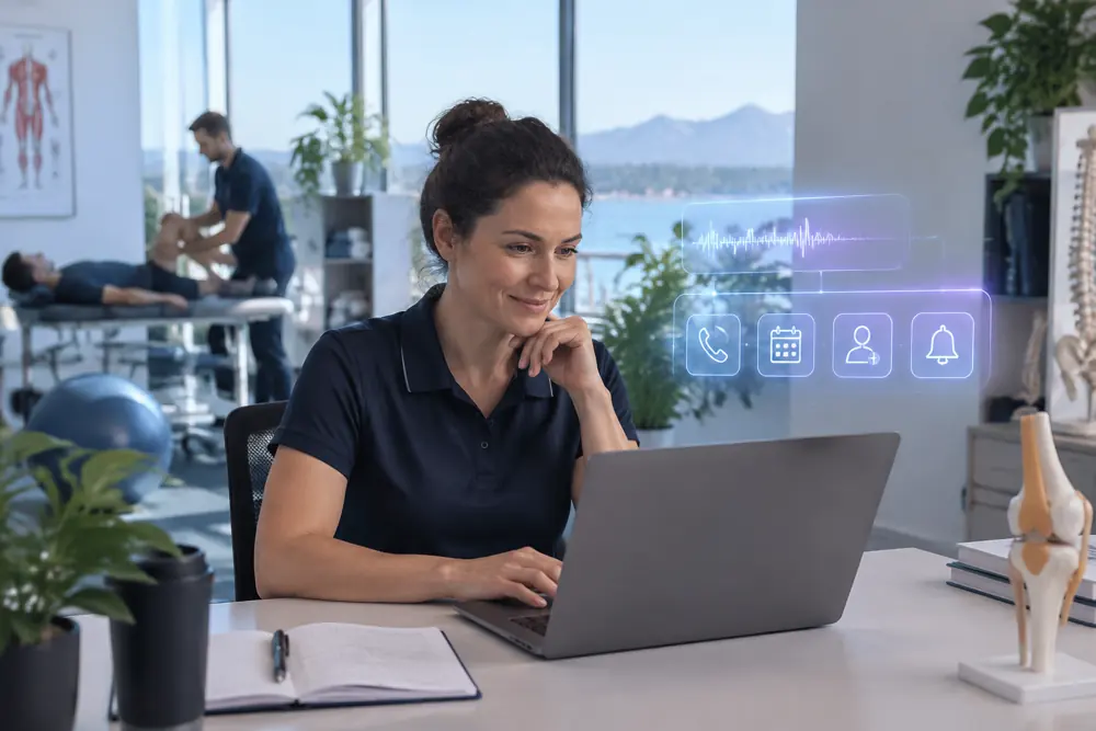 Business owner reviewing Voice AI conversation outcomes