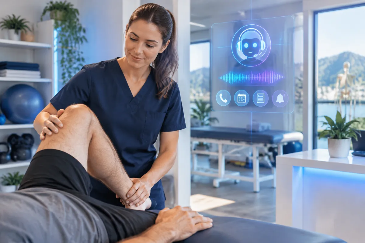 Physio clinics team at work while AIIT Voice AI answers customer calls