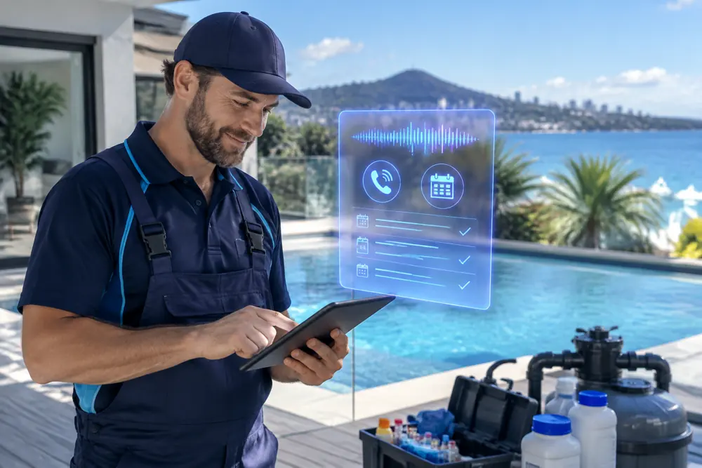 Pool maintenance booking and follow-up in progress