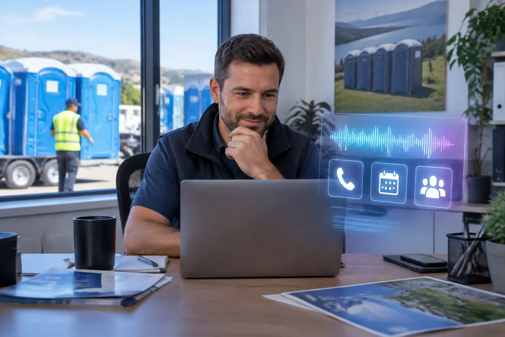 Business owner reviewing Voice AI conversation outcomes