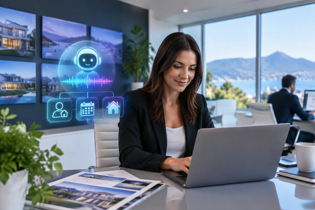 Real estate agents team at work while AIIT Voice AI answers customer calls