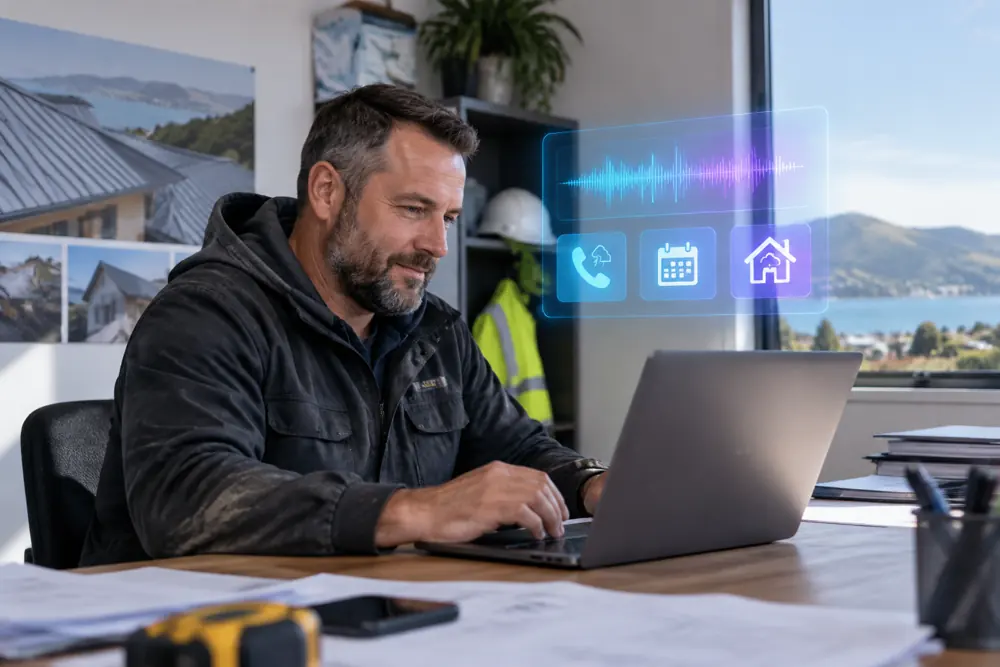 Business owner reviewing Voice AI conversation outcomes