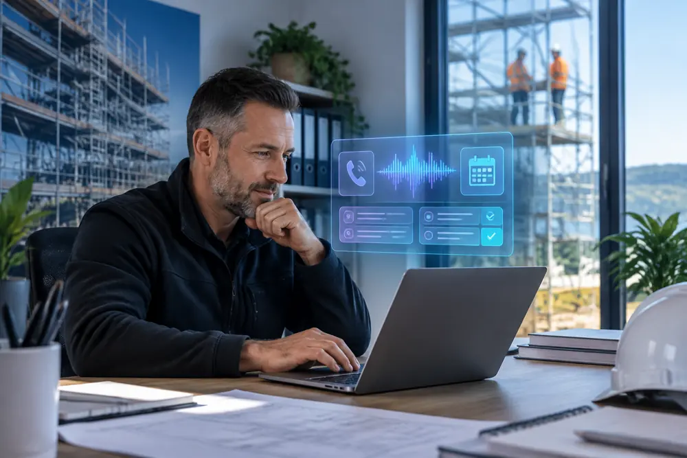 Business owner reviewing Voice AI conversation outcomes