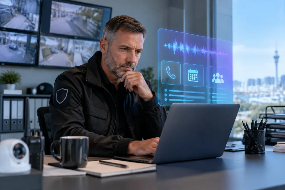 Business owner reviewing Voice AI conversation outcomes